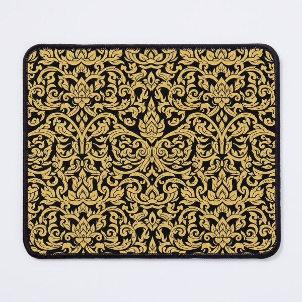 Item preview, Luxurious Golden Thai Pattern: Ornate Floral Black Seamless Background designed and sold by MyEz Style.