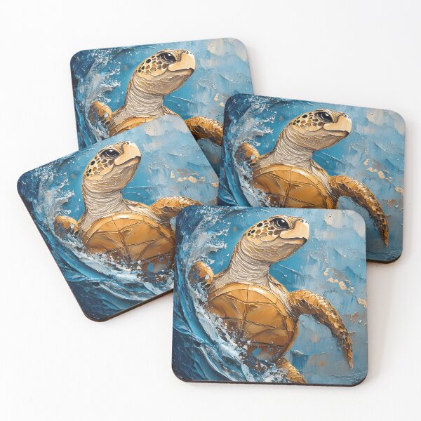 Item preview, Dynamic Sea Turtle in Swirling Ocean Painting designed and sold by CuongArtLab.