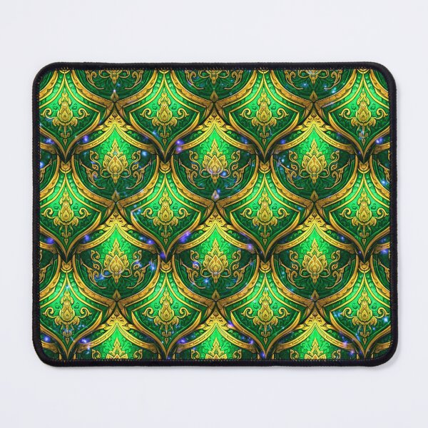 Item preview, Vibrant Thai Gold and Emerald Green Ornate Seamless Pattern designed and sold by MyEz Style.