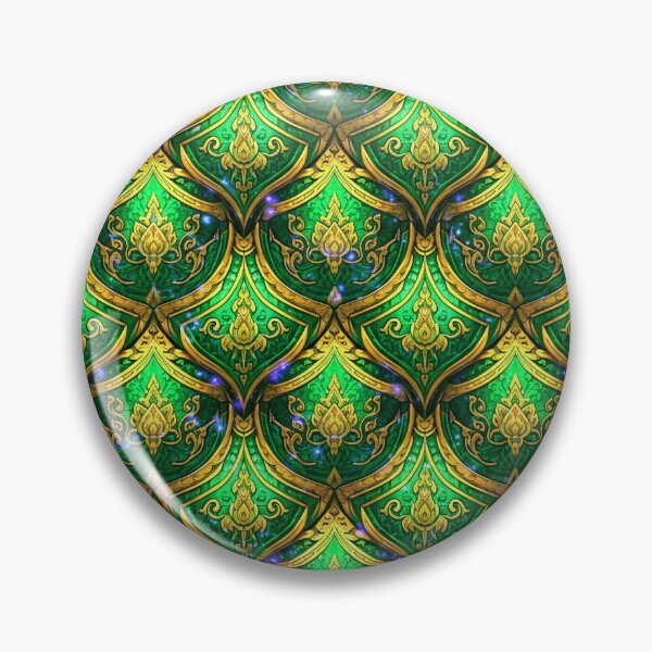 Artikelvorschau, Lebhaftes, nahtloses Muster in Thai-Gold und Smaragdgrün entworfen und verkauft von MyEz Style.