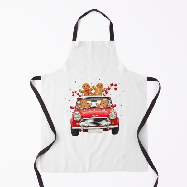 Item preview, Festive gingerbread people joyfully riding in a red car with candy canes during the holiday season designed and sold by SpaceartLilu.
