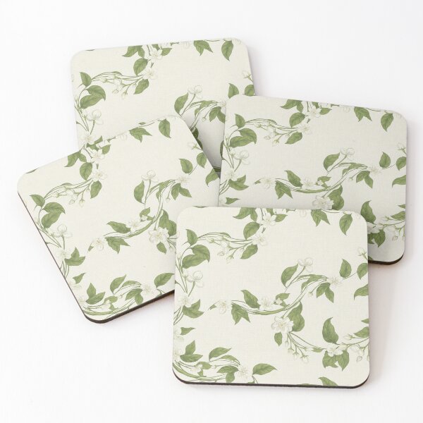 Item preview, Seamless Vintage Floral Pattern: White Flowers & Green Leaves on Fabric designed and sold by MyEz Style.