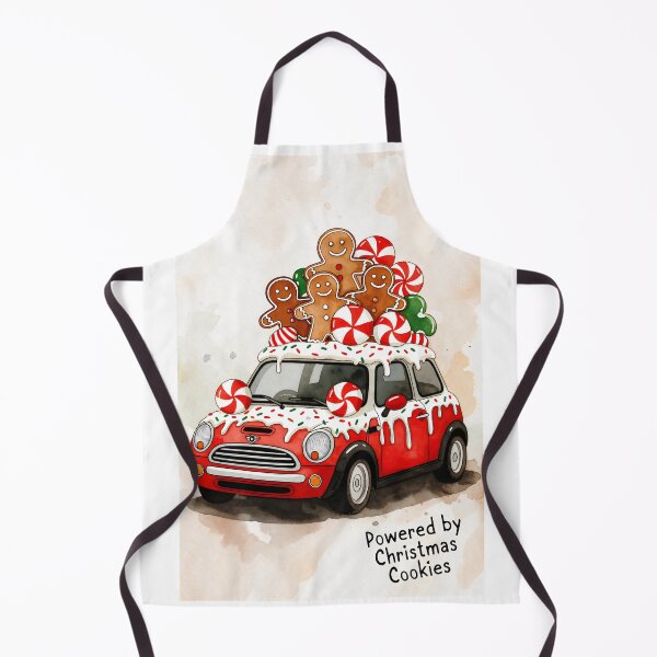 Item preview, Festive gingerbread people joyfully riding in a red car with candy canes during the holiday season designed and sold by SpaceartLilu.