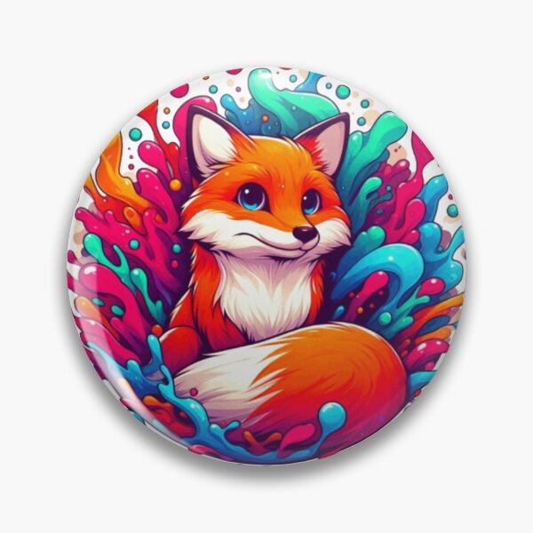 Item preview, Kawaii Rainbow Color Splash Fox Illustration designed and sold by BigBlueArt.