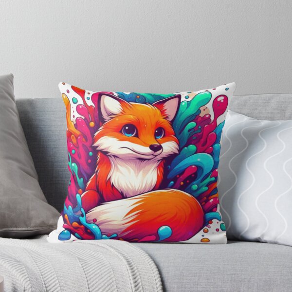Item preview, Kawaii Rainbow Color Splash Fox Illustration designed and sold by BigBlueArt.