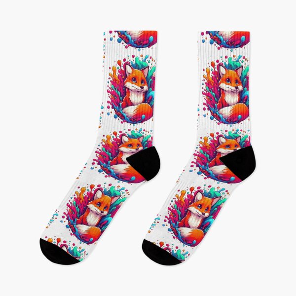 Item preview, Kawaii Rainbow Color Splash Fox Illustration designed and sold by BigBlueArt.