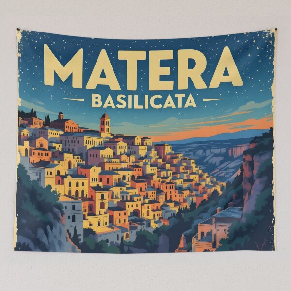 Item preview, Matera, Basilicata, Italy: Vintage-Style Painterly Travel Poster designed and sold by LSVart.