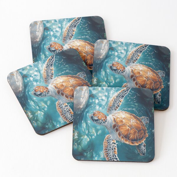 Item preview, Graceful Sea Turtle in Clear Waters Painting designed and sold by CuongArtLab.