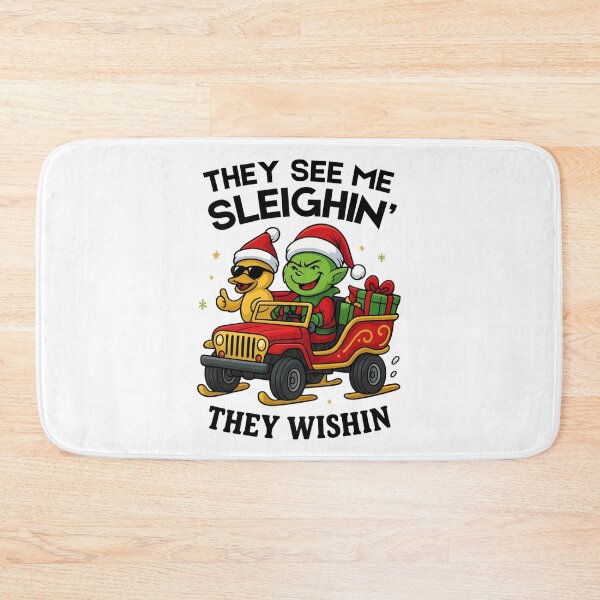 Item preview, They See Me Sleighin’ - Funny Goblin & Duck Christmas Cartoon designed and sold by Vicky021.