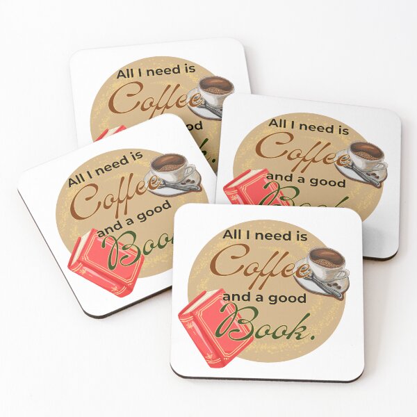 Item preview, Art Print All I Need Is Coffee and a Good Book | Illustrazione Tazza da Caffè e Libro Rosso | Design Hygge Cozy per Lettori | Merchandising POD designed and sold by LP Slow Art.