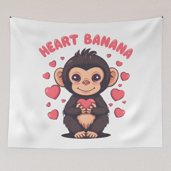 Item preview, Heart Banana Monkey Cute Kawaii Art designed and sold by pefect-designs.