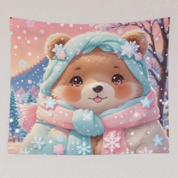 Item preview, Kawaii Winter Bear – Cozy Pastel Bear in Fluffy Scarf Sticker designed and sold by Visualynx.