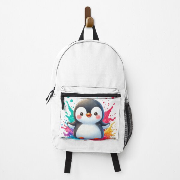 Item preview, Kawaii Rainbow Paint Splash Penguin Illustration designed and sold by BigBlueArt.