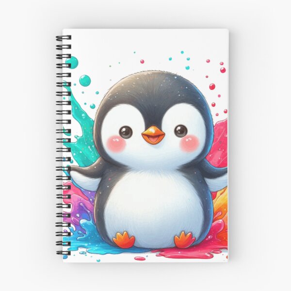 Item preview, Kawaii Rainbow Paint Splash Penguin Illustration designed and sold by BigBlueArt.
