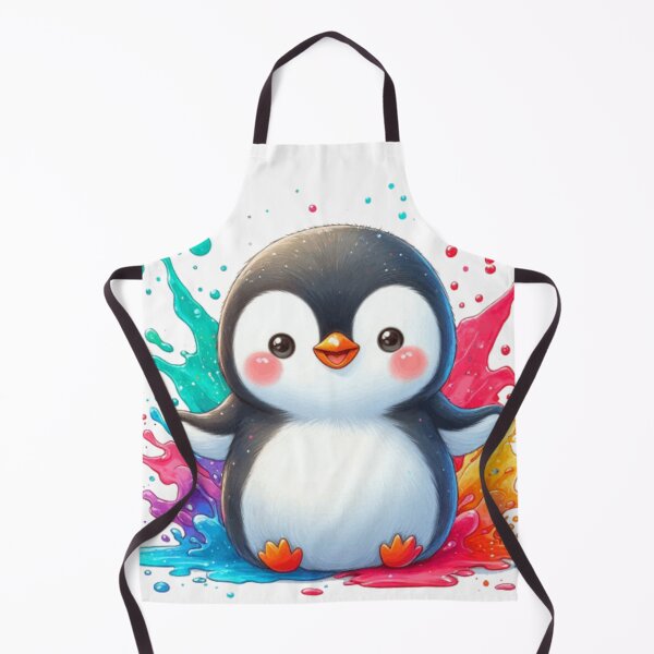 Item preview, Kawaii Rainbow Paint Splash Penguin Illustration designed and sold by BigBlueArt.