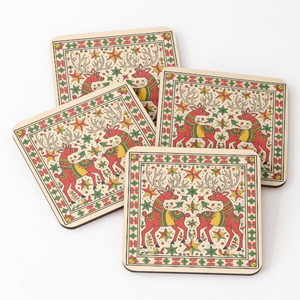 Item preview, “Festive Reindeer in Madhubani Style” designed and sold by digisetumedia.