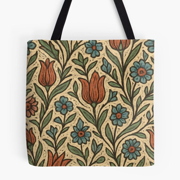 Item preview, Iznik Mediterranean Folk Floral Tapestry – Ceramic Tulips designed and sold by Artsy-With.