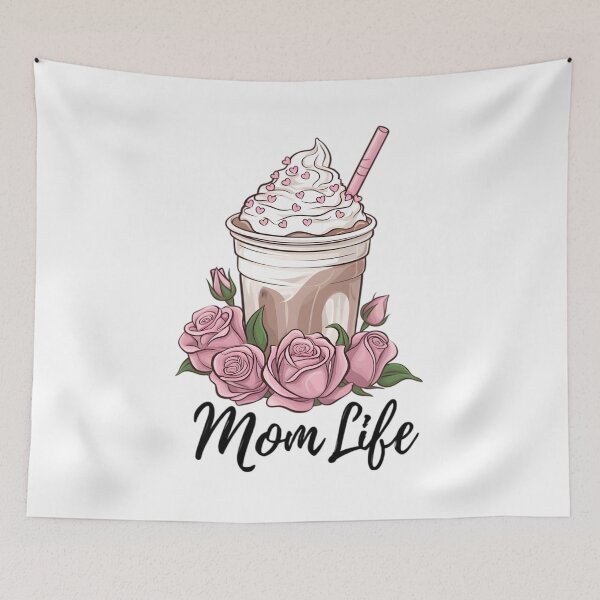 Item preview, Mom Life Iced Coffee with Roses – Aesthetic Coffee Mom Illustration designed and sold by Lulunza.
