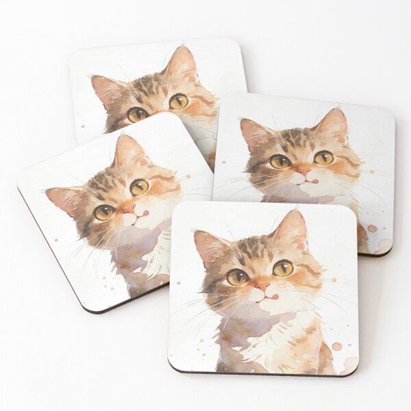 Item preview, Cute Tabby Cat Watercolor Art Print | Adorable Kitten Portrait designed and sold by Cherrydora.