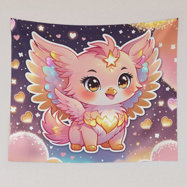 Item preview, Kawaii Baby Phoenix – Cute Pastel Flame Bird Sticker designed and sold by Visualynx.