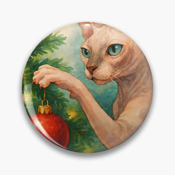 Item preview, Here Comes Santa Claws – Sphynx Cat Watercolor Christmas Pun designed and sold by EmeraldeaDesign.