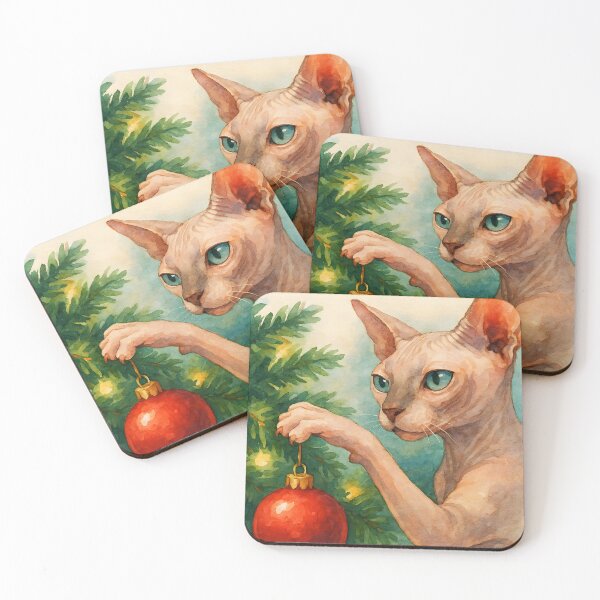 Item preview, Here Comes Santa Claws – Sphynx Cat Watercolor Christmas Pun designed and sold by EmeraldeaDesign.