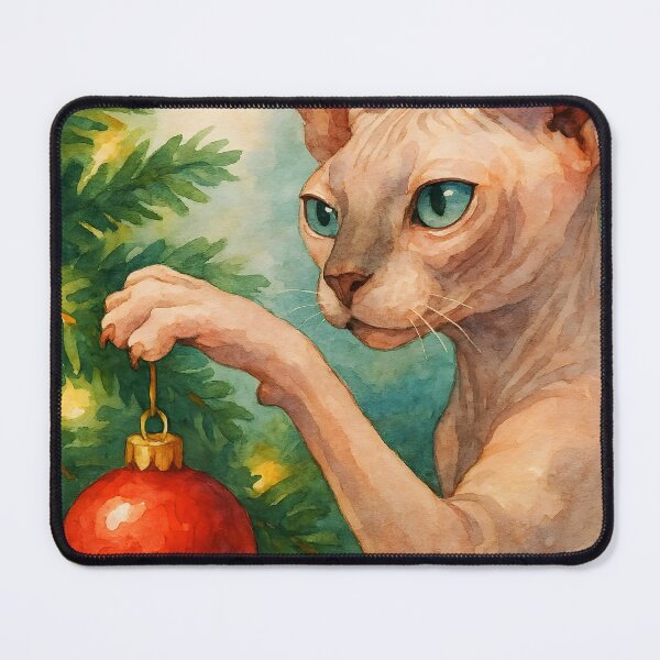 Item preview, Here Comes Santa Claws – Sphynx Cat Watercolor Christmas Pun designed and sold by EmeraldeaDesign.