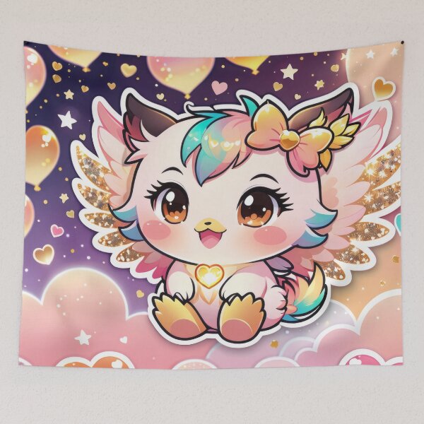 Item preview, Kawaii Baby Phoenix – Cute Pastel Flame Bird Sticker designed and sold by Visualynx.
