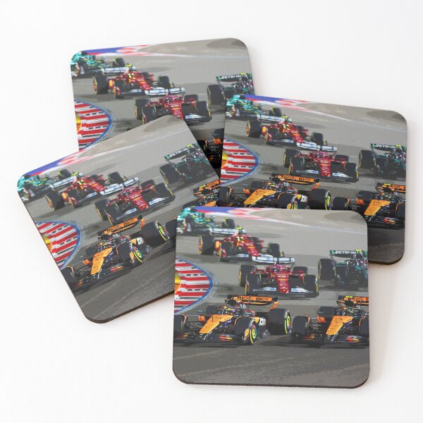 Item preview, Lando Norris fighting with Oscar Piastri for the world championship title  ahead of the pack abstract designed and sold by Rodissimus1984.