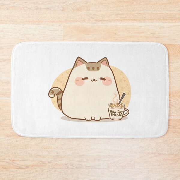Item preview, Chubby Cozy Café Cat Spinning Spoon Gently in Cup | Slow Day Friends Aesthetic Illustration designed and sold by SlowDayFriends.