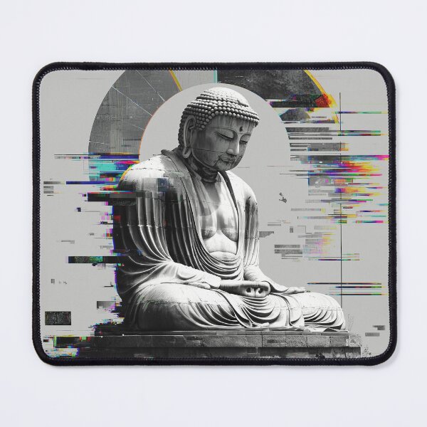 Item preview, Monochrome Buddha with Glitched Halo designed and sold by t5uisiu.