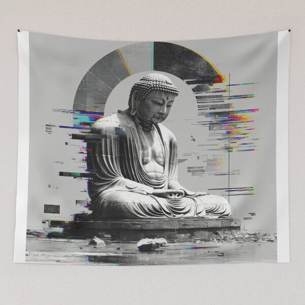 Item preview, Monochrome Buddha with Glitched Halo designed and sold by t5uisiu.