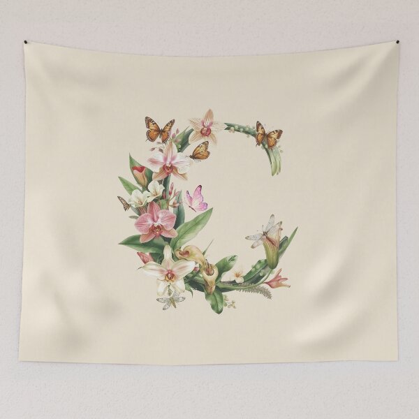 Item preview, Elegant Botanical Letter C Monogram – Floral Orchid & Butterfly Illustration | Nature-Inspired Aesthetic Decor designed and sold by AmenAlways.