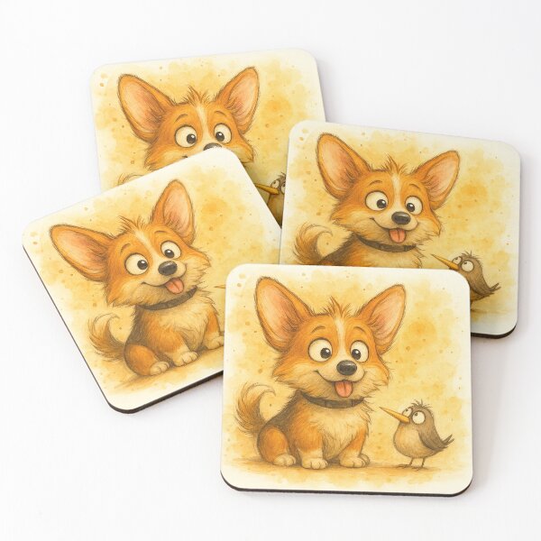 Item preview, Curious Corgi & Tiny Bird – Cute Whimsical Dog designed and sold by Darlin8888.