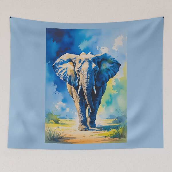 Item preview, Watercolor Blue Elephant designed and sold by GOLDENGARDENART.
