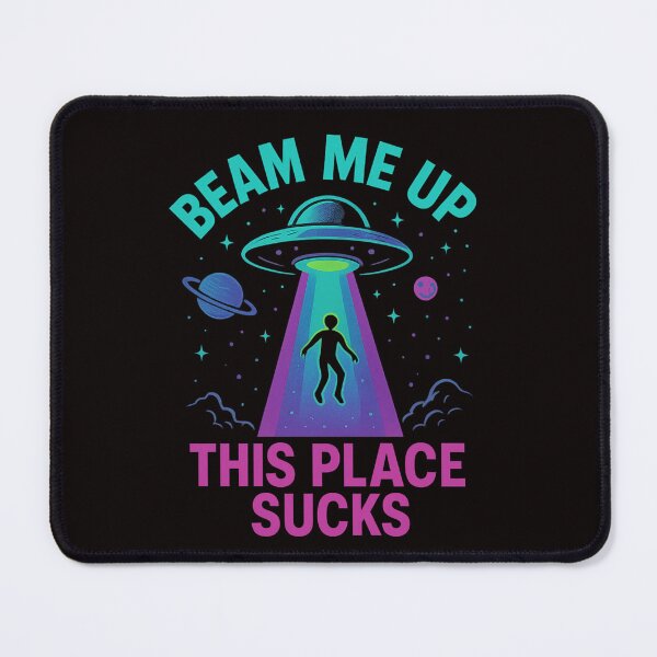Item preview, Beam Me Up This Place Sucks – Funny Alien UFO Space Neon Art designed and sold by FrameFlow.