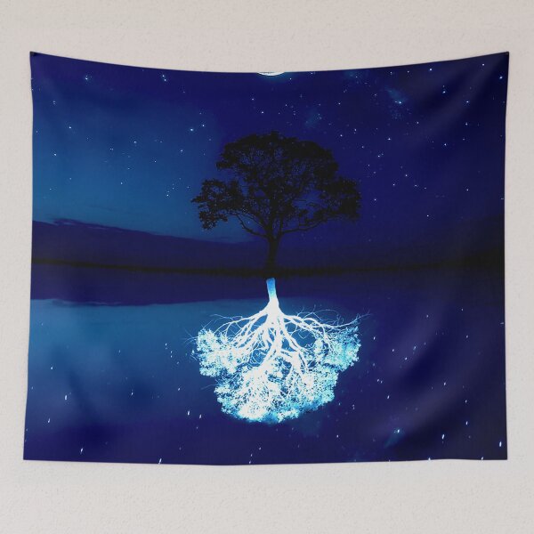 Item preview, Lunar Reflection Tree Under a Starry Night Sky designed and sold by Exodoi.