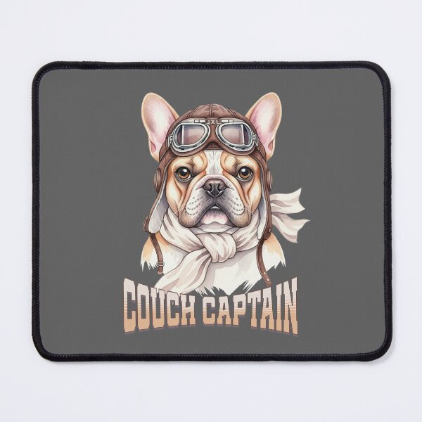 Item preview, Vintage Frenchie Aviator Graphic Couch Captain French Bulldog designed and sold by 3rd Eye Perceptions.