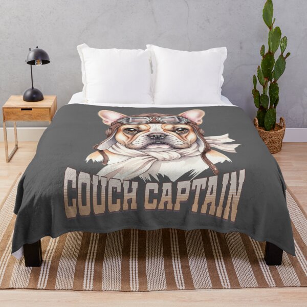 Item preview, Vintage Frenchie Aviator Graphic Couch Captain French Bulldog designed and sold by 3rd Eye Perceptions.