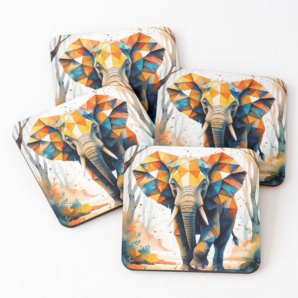 Item preview, Geometric Elephant designed and sold by GOLDENGARDENART.