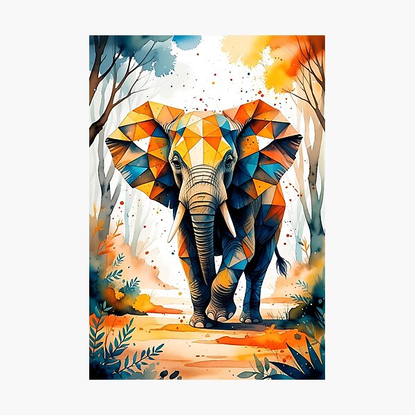 Item preview, Geometric Elephant designed and sold by GOLDENGARDENART.