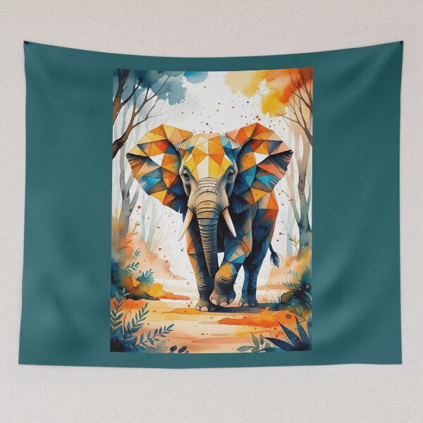 Item preview, Geometric Elephant designed and sold by GOLDENGARDENART.