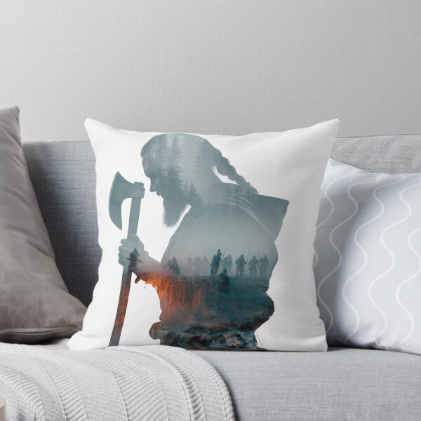 Item preview, Viking Axe Warrior Double Exposure – Mystical Norse Fantasy Artwork designed and sold by MythologyRealm.