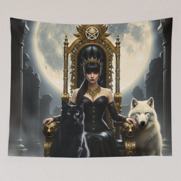 Item preview, gothic moon queen – sacred animals – dark throne fantasy designed and sold by Traumrausch.