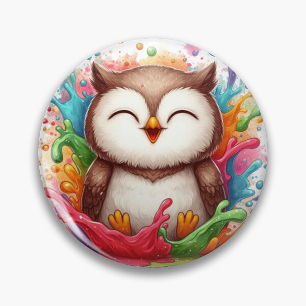 Item preview, Kawaii Rainbow Paint Splash Owl Illustration designed and sold by BigBlueArt.