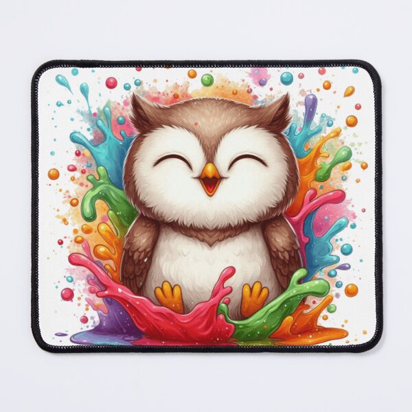 Item preview, Kawaii Rainbow Paint Splash Owl Illustration designed and sold by BigBlueArt.