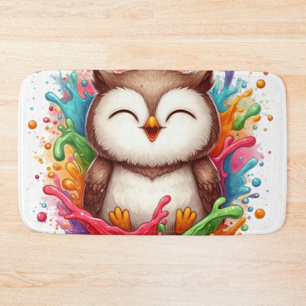 Item preview, Kawaii Rainbow Paint Splash Owl Illustration designed and sold by BigBlueArt.