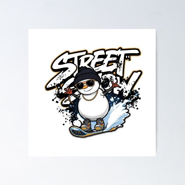 Item preview, Hip Hop Snowman Street Snowboard – Funny Winter Christmas Art designed and sold by MiszungART.