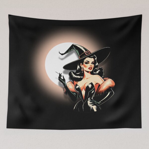 Item preview, dark witch pinup – glam magic – moonlight designed and sold by Traumrausch.