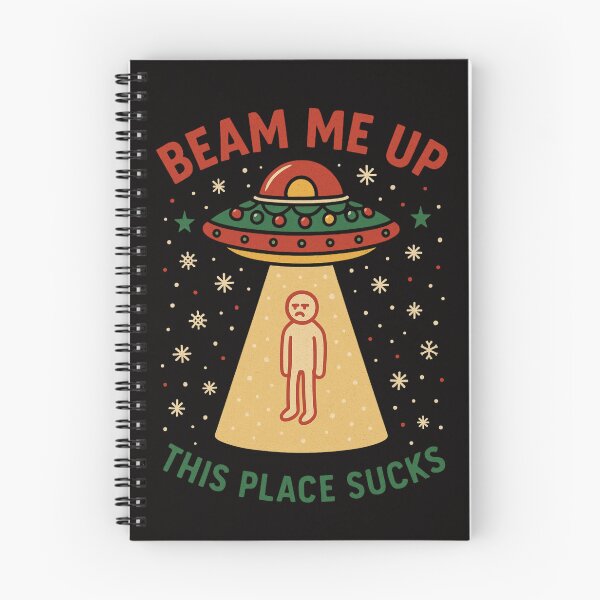 Item preview, Funny Christmas Alien UFO Shirt – Beam Me Up This Place Sucks Holiday Design designed and sold by FrameFlow.